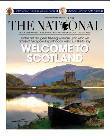 Front page of The National 17/11/15